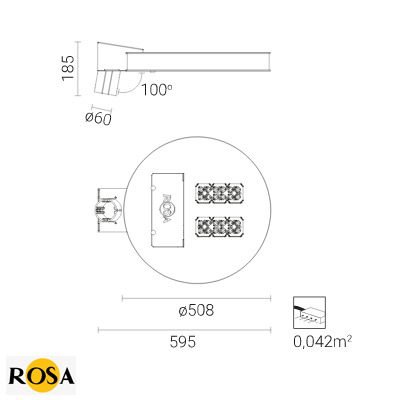 Світлодіодний світильник Rosa VEGA LED ALFA розміри