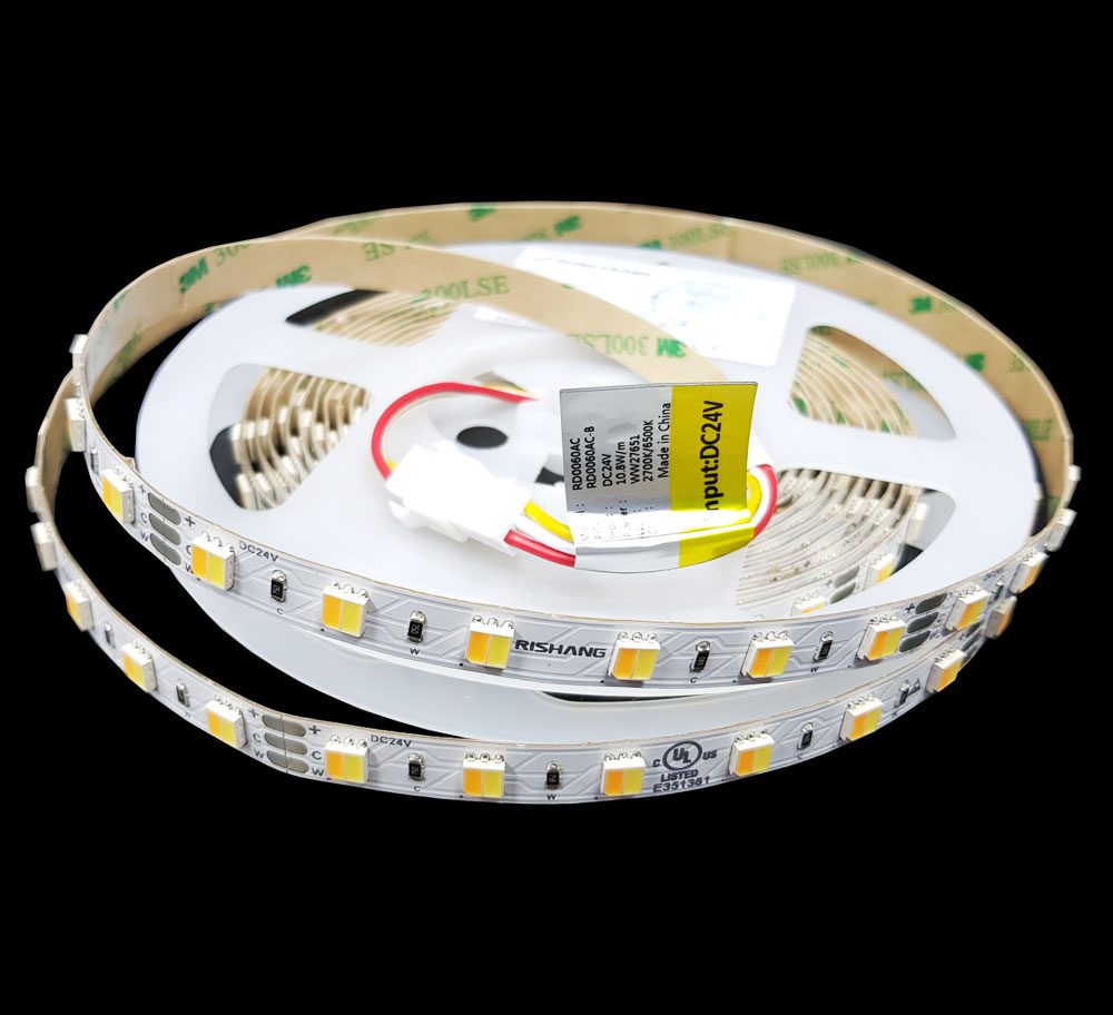 LED стрічка 10,8Вт IP20 3000K+6500K 10мм 24В (10900) Led rishang 10900