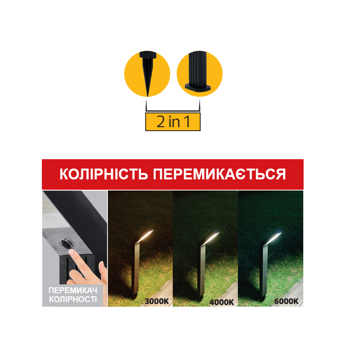 Світильник KEOPS 3CCT 2W 80Lm грунт. h-83,5см — изображение 3